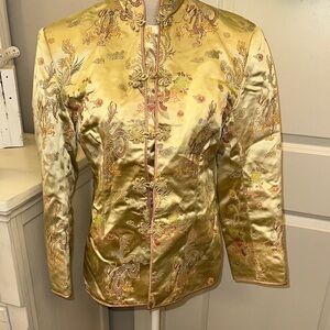 Luxurious Gold Embroidered Women's Dressing Jacket No Label Size Medium